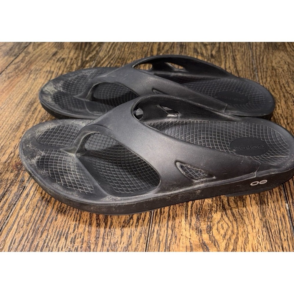 Oofos Original Unisex Recovery Thong Flip Flop Mens 12 Womens 14 EU 45 Black